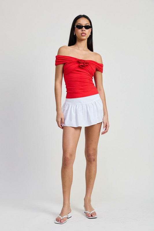 Off Shoulder Rosette Top