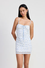 MINI FLORAL DRESS WITH PEEK A BOO LACE