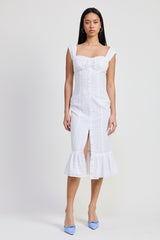 Square Neck Midi Cap Sleeve Dress