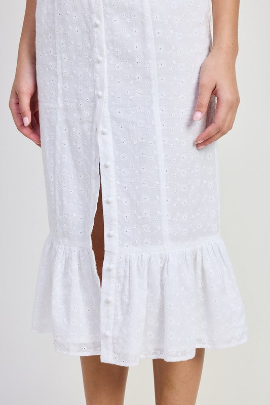 Square Neck Midi Cap Sleeve Dress