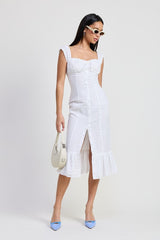 Square Neck Midi Cap Sleeve Dress