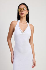 COWN NECK MIDI OPEN BACK DRESS