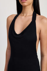 COWN NECK MIDI OPEN BACK DRESS