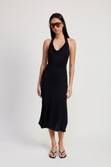 COWN NECK MIDI OPEN BACK DRESS