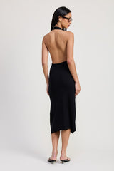 COWN NECK MIDI OPEN BACK DRESS