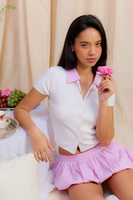 BUTTON DOWN SHIRT WITH CONTRASTED COLLAR