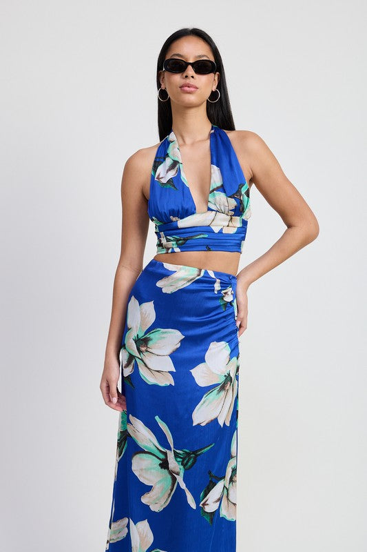 HALTER NECK FLORAL TOP