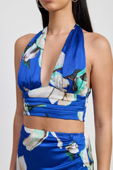 HALTER NECK FLORAL TOP