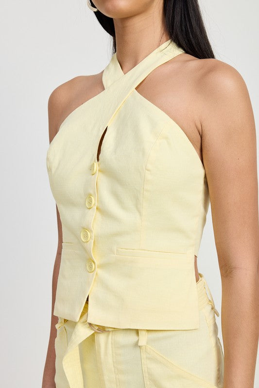 Open Back Halter Neck Top