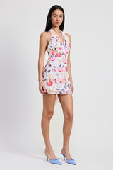 Mini Halter Neck Floral Dress