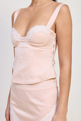 Satin Bustier Top with Lace Detail