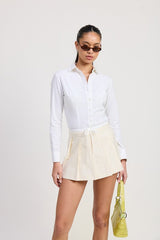 Contrasted Waist Band Pleated Skort