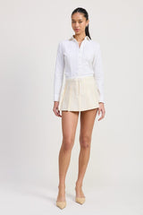 Contrasted Waist Band Pleated Skort