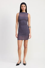 RUCHED HIGH NECK MINI DRESS