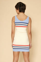 Retro striped knit tank dress
