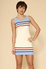 Retro striped knit tank dress