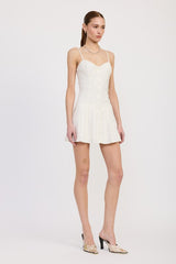 SPAGHETTI STRAP PLEATED MINI DRESS