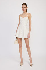 SPAGHETTI STRAP PLEATED MINI DRESS