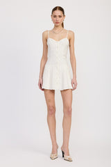 SPAGHETTI STRAP PLEATED MINI DRESS