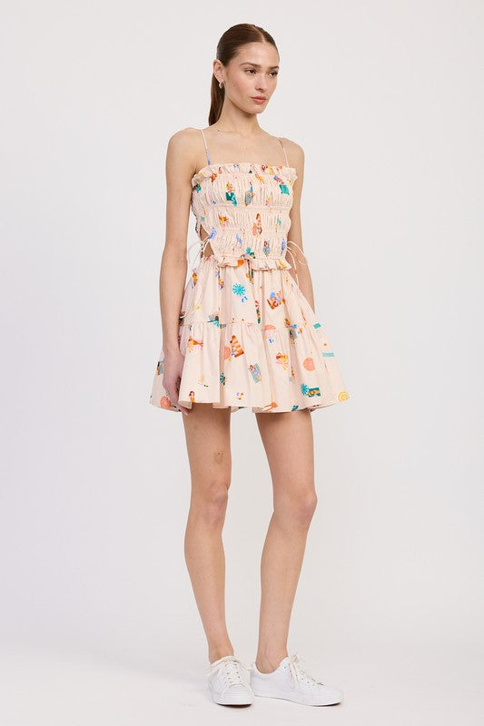GATHERED POPLIN MIN DRESS