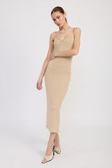 SPAGHETTI STRAP MIDI DRESS
