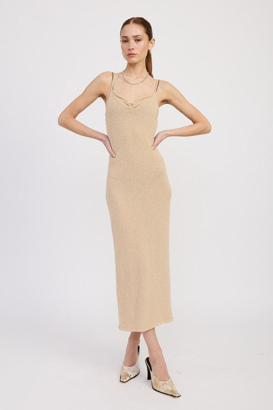 SPAGHETTI STRAP MIDI DRESS