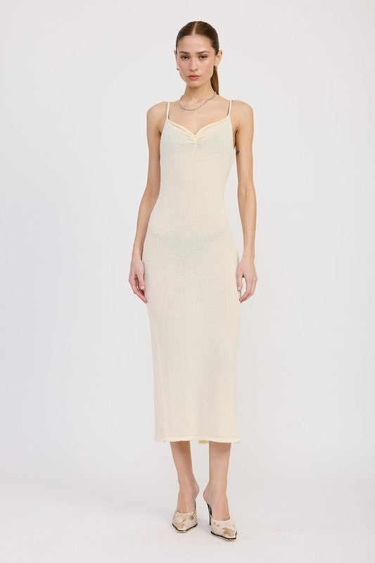 SPAGHETTI STRAP MIDI DRESS