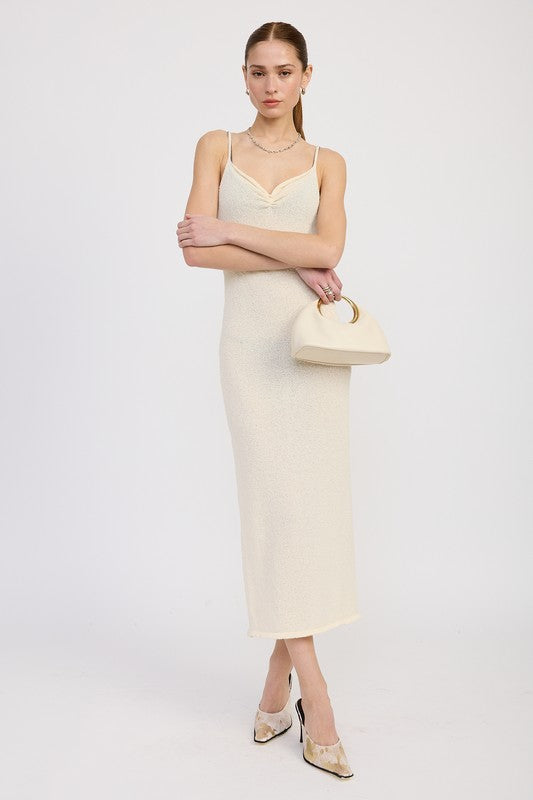 SPAGHETTI STRAP MIDI DRESS
