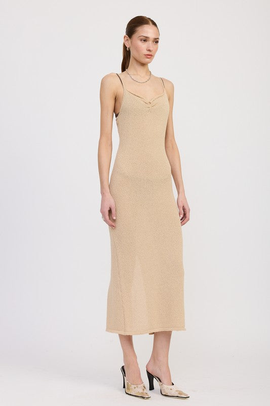 SPAGHETTI STRAP MIDI DRESS