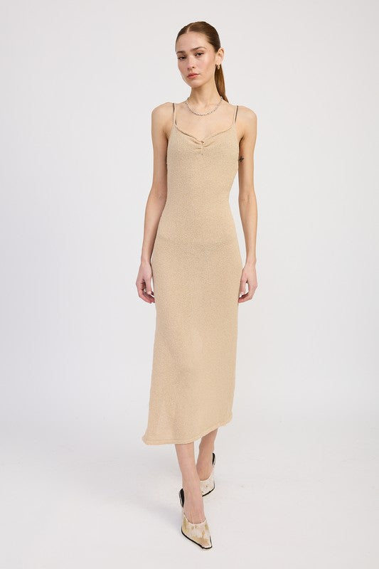 SPAGHETTI STRAP MIDI DRESS