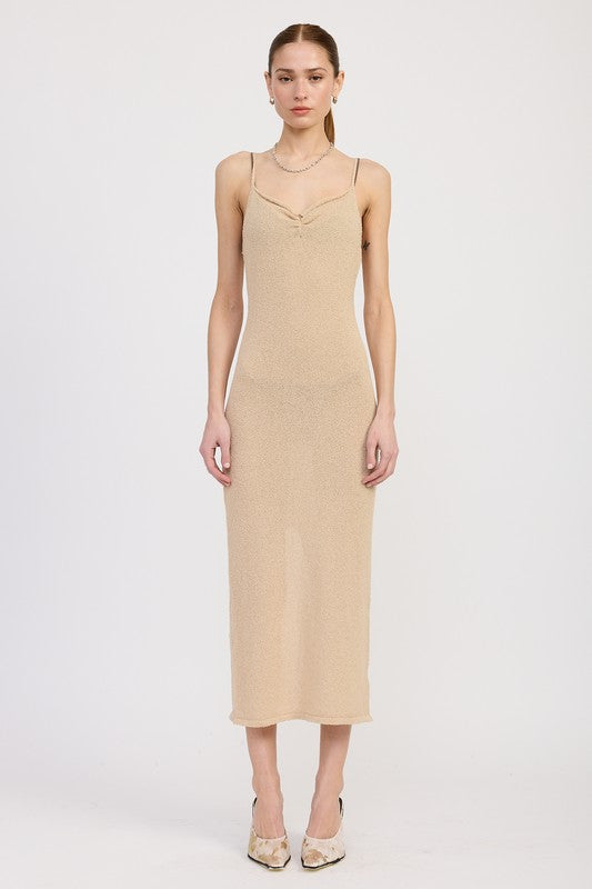 SPAGHETTI STRAP MIDI DRESS