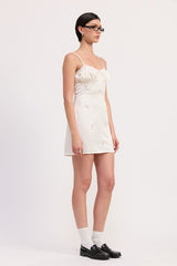 MINI SATIN EMBROIDERY DRESS