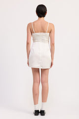 MINI SATIN EMBROIDERY DRESS