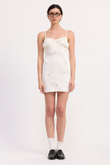 MINI SATIN EMBROIDERY DRESS