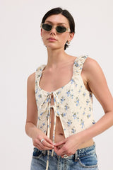 TIE FRONT PEASANT TOP