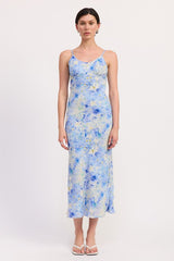 Floral Satin Slip Midi Dress