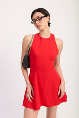 HALTER NECK MINI DRESS WITH OPEN BACK