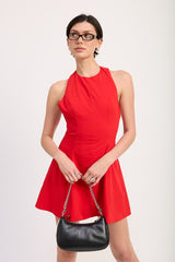 HALTER NECK MINI DRESS WITH OPEN BACK