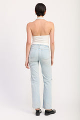 Contrasted Halter Neck Top