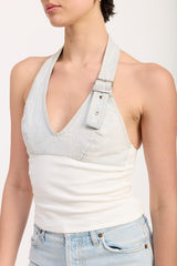 Contrasted Halter Neck Top
