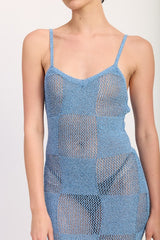 CONTRASTED MAXI SHEER DRESS
