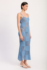 CONTRASTED MAXI SHEER DRESS