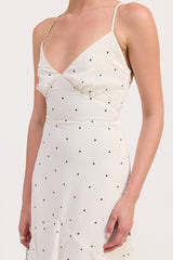 RUFFLED WRAP MAXI DRESS WITH CROSS BACK