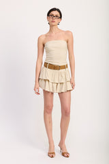 Strapless Tiered Mini Dress with Belt