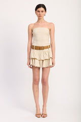 Strapless Tiered Mini Dress with Belt