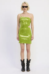 ONE SHOULDER SEQUIN MINI DRESS WITH CUT OUT