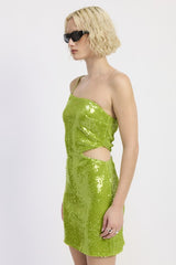 ONE SHOULDER SEQUIN MINI DRESS WITH CUT OUT
