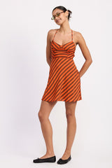 STRAPPY BACK BIAS CUT MINI DRESS