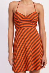 STRAPPY BACK BIAS CUT MINI DRESS