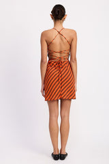 STRAPPY BACK BIAS CUT MINI DRESS